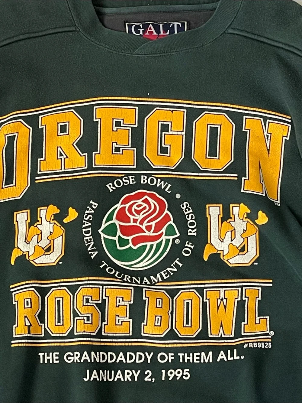 Vtg 1995 Oregon Ducks Rose Bowl Crewneck Sweatshirt Mens Large Green Heavyweight